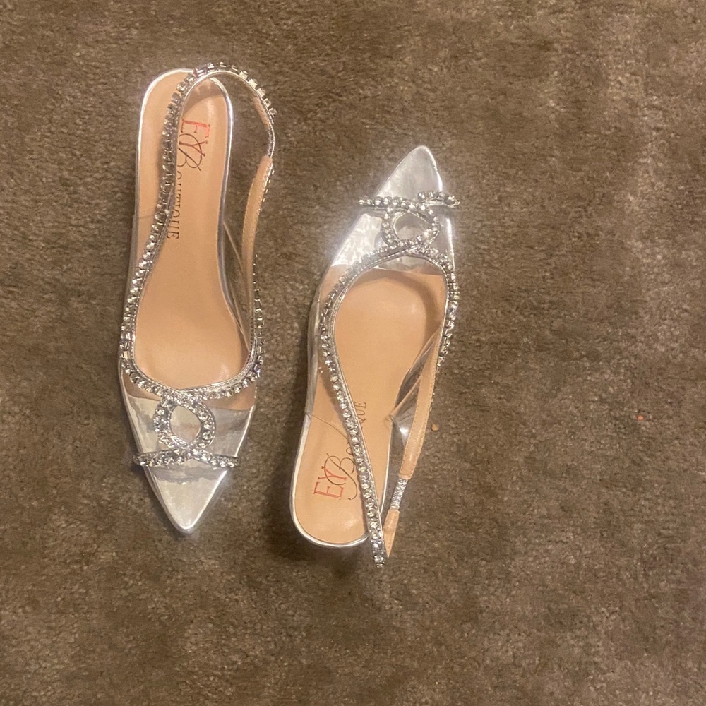 Elegant Silver Embellished Heels